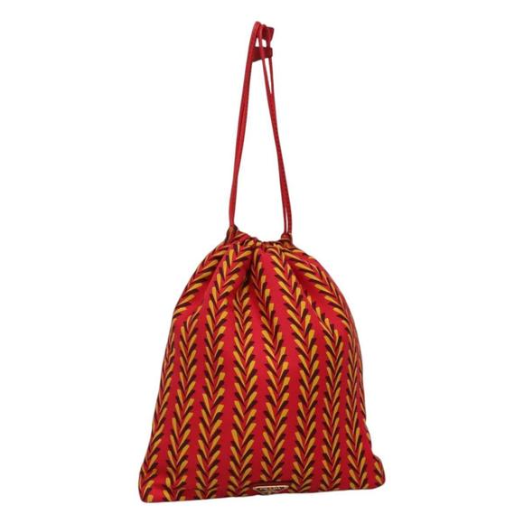 PRADA Pouch Silk Red Yellow Auth 110192V - Picture 1 of 16
